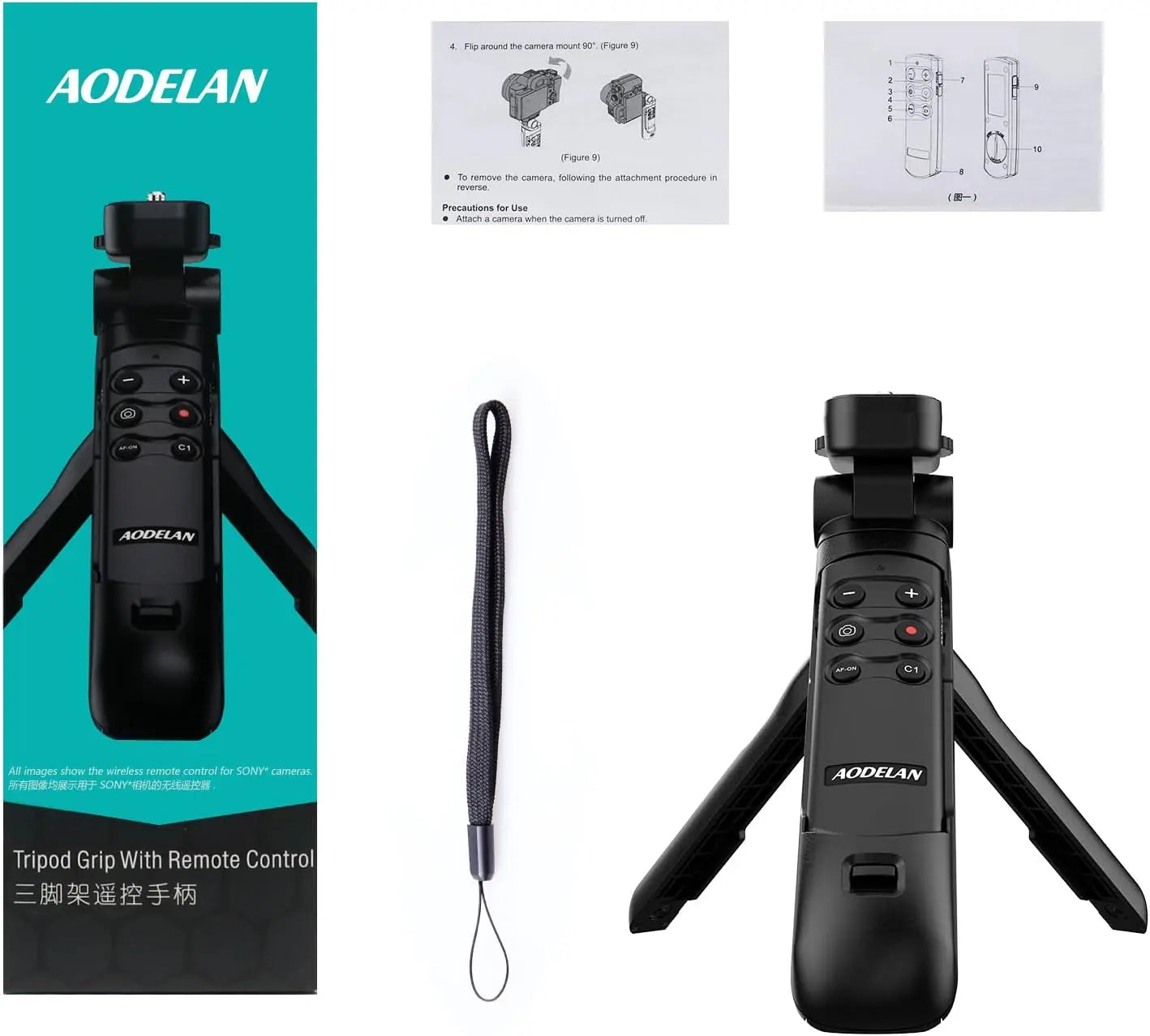 AODELAN Wireless Shooting Grip Tripod for Sony with Camera Remote Control for Still, Video, Vlogging for Sony ZV-E10 A6700 A7IV