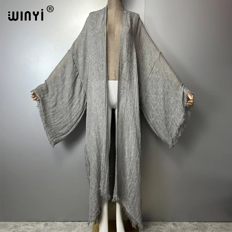 WINYI bohemian kimono kaftan beachwear Cardigan sexy evening dress abaya dubai luxury cover-ups beach outfits women maxi dress