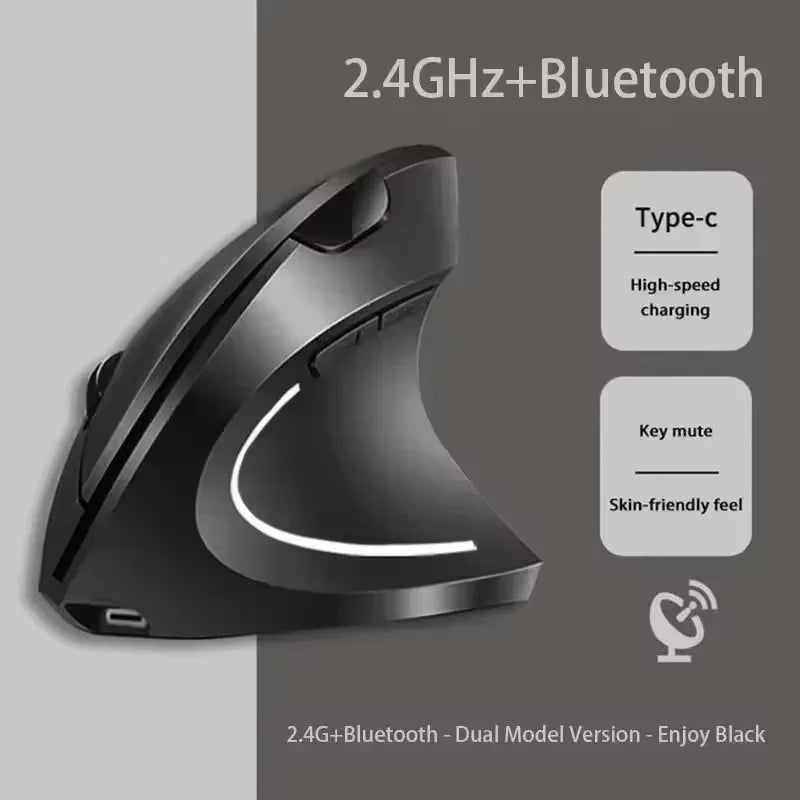 Lenovo Wireless Vertical Mouse 2.4G Bluetooth Wired Mouse Ergonomic Personalised Side Grip DPI Adjustable Mute Gaming Mouse