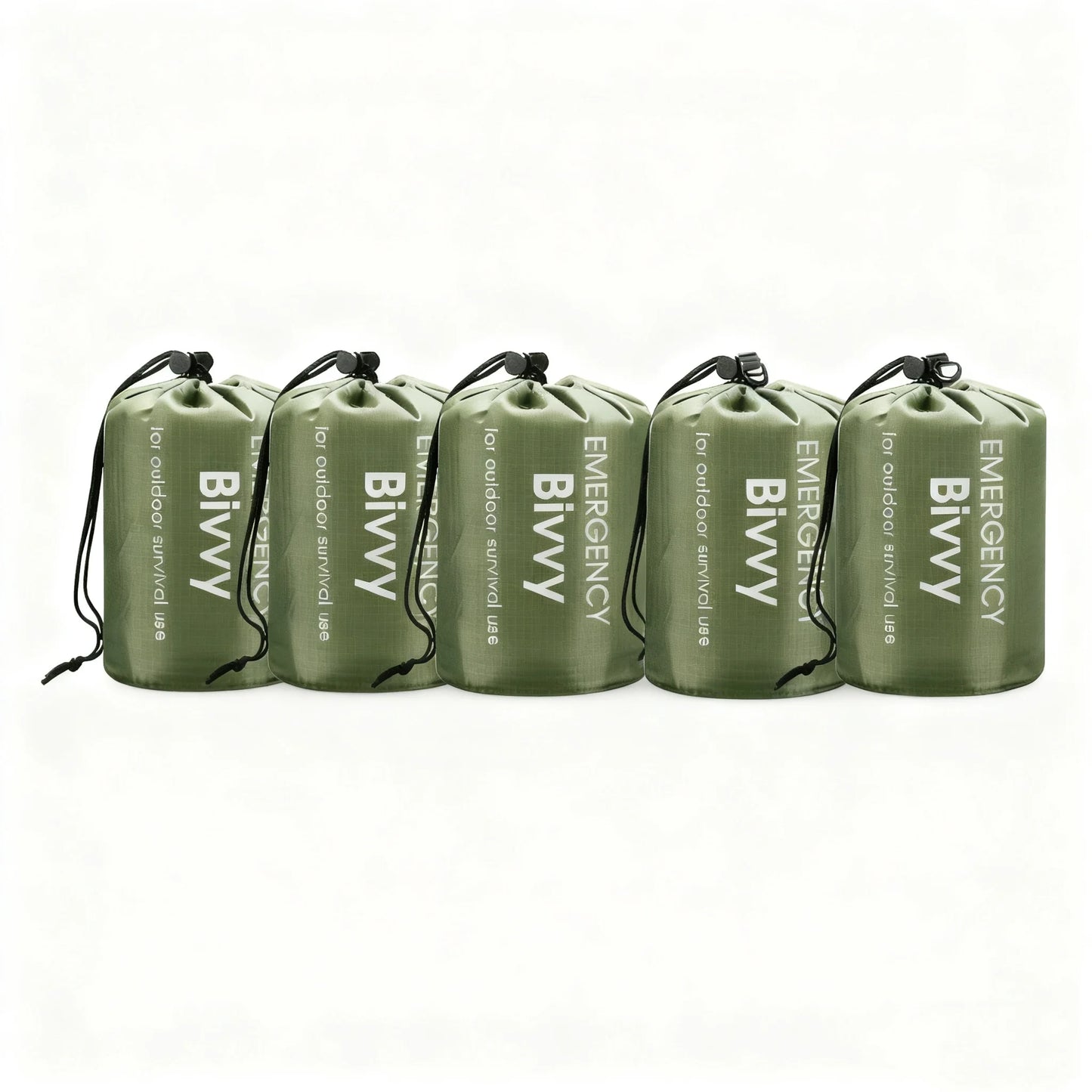 Multi-pack emergency sleeping bags, green, drawstring bag,suitable for outdoor camping, emergency use, and outdoor activities