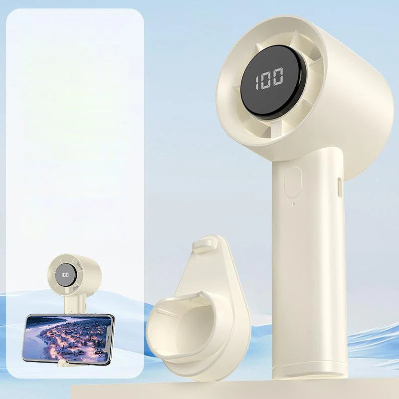 Portable Mini Handheld Fan High-Speed Desktop And Handheld Fan LED Display 100 Speeds USB Rechargeable Battery For Outdoor Use