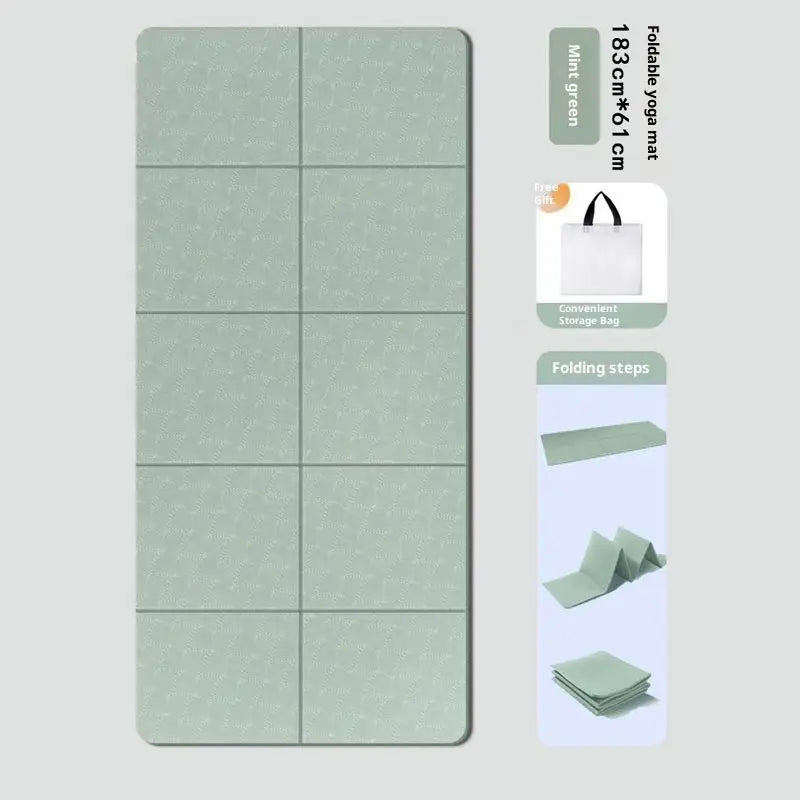4mm Thick TPE Foldable Yoga Mat 183*61cm Easy Storage For Travel Yoga Pilates Home Exercise Floor Mat