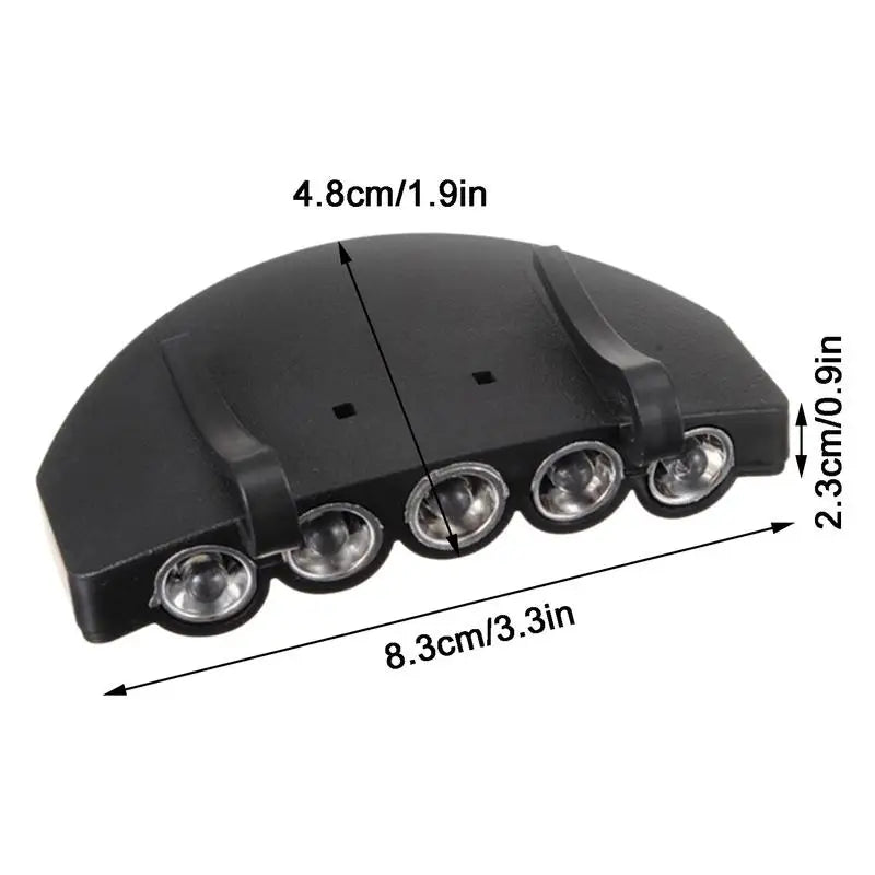 Head Lamps 5 LED Hat Brim Light With Batteries Water Resistant Lightweight Headlamp For Night Fishing Hunting Hiking