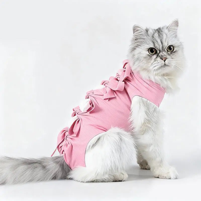 *Pet Neutering Suit Cat Postoperative Recovery Anti Licking Clothing Adjustable Cat Wound Protective Clothes Pet Supplies