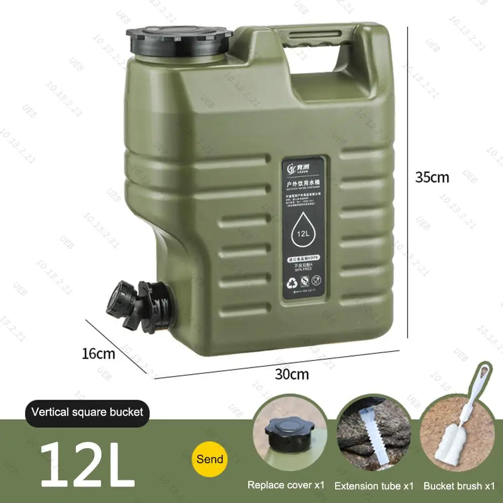12/11L Water Bottle Camping Large Capacity Water Pouch With Detachable Faucet Food-Grade Car Water Tank Camping Fishing Bucket