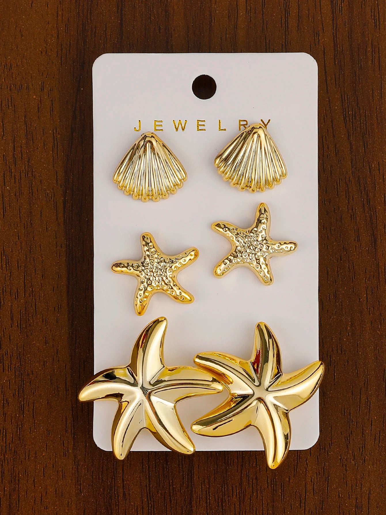 3-12pairs Fashion Minimalist Design, Plastic Material With Starfish, Seashell, Conch Multi-Element Earrings
