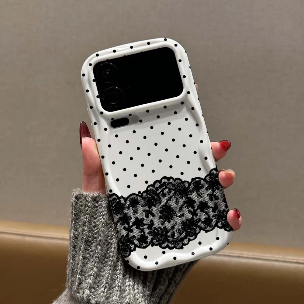 Luxurious Polka Dot Lace Print Phone Case For Xiaomi Mi 17 15 15T 14 14T 13 13T 12 12T 11 Pro Max Ultra Lite Soft Wave Oil Cover