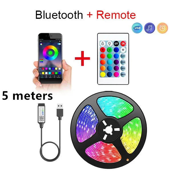 Bluetooth-LED-Streifen, smarte SMD 5050-LED-Streifen mit App-Fernbedienung, flexibles LED-Band, LED-Lampenband für TV-Hintergrundbeleuchtung, Spielzimmer und Heimdekoration