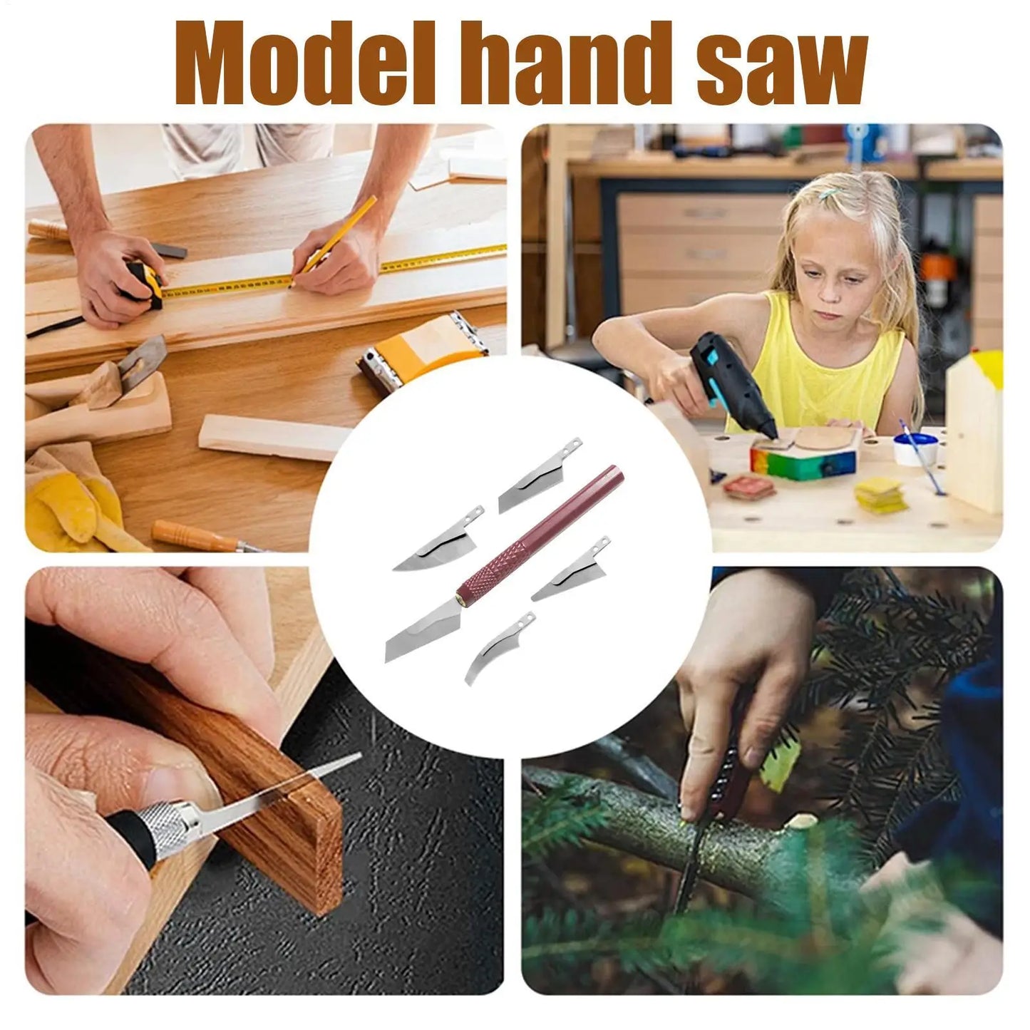 Model Craft Hand Saw Craft Tools Hand Model Saw Kit Hobby Craft Saw Hacksaw Tool Kit with 4 Craft Cutters for Handcrafted