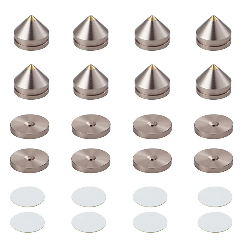 Pailvens loudspeaker Spikes 8 Series Set loudspeaker Alu Alloy Feet Subwoofer Feet 16x Adhesive Pads Speaker Stand