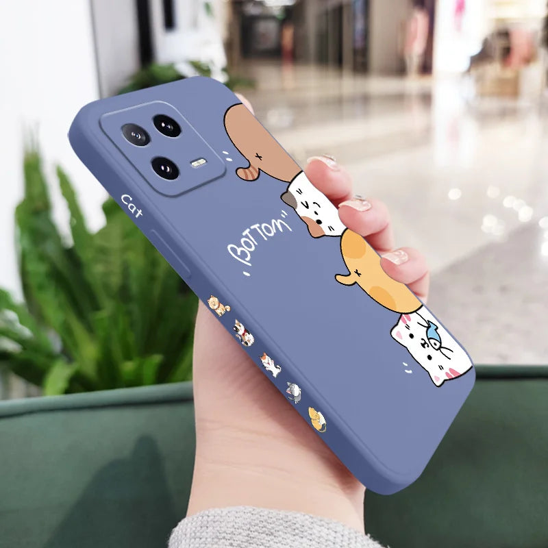 Cat Litter Phone Case For Xiaomi Mi 15 15T 14 14T 13 13T 12 12T 12S 11 11T Ultra 10 10T 9 9T Pro Lite 5G Liquid Silicone Cover