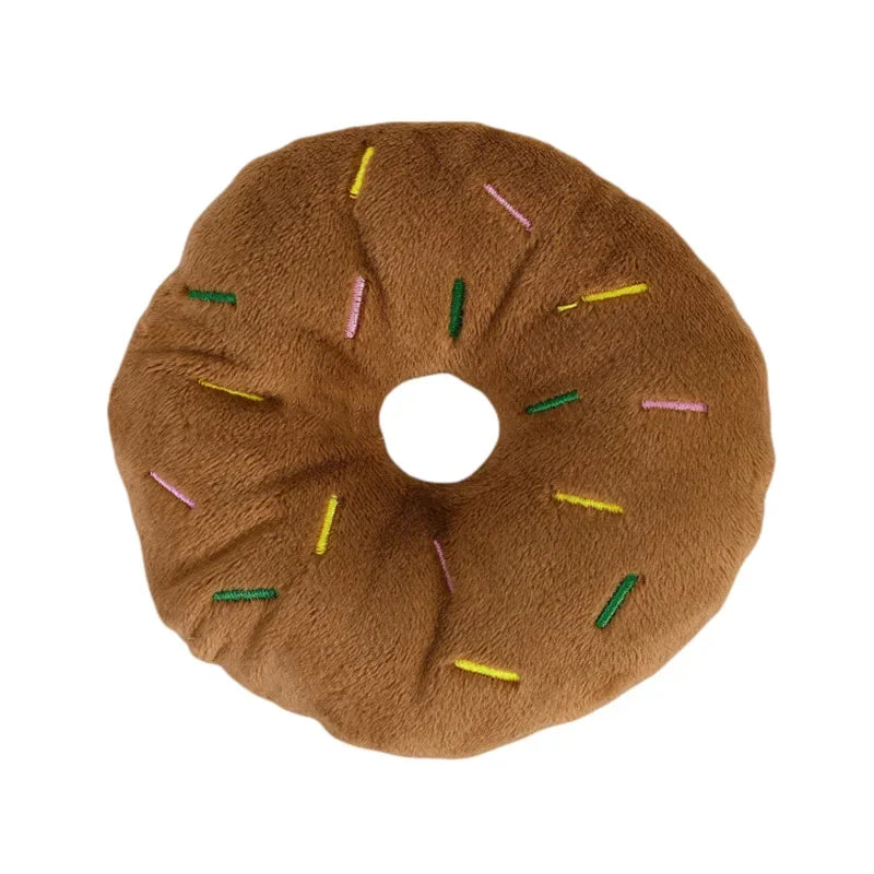 Puppy Chewing Toys Soft Dog Donuts Plush Pet Dog Squeaker Sound Toys for Small Medium Dog Pet Interactive Toys Dog Supplies