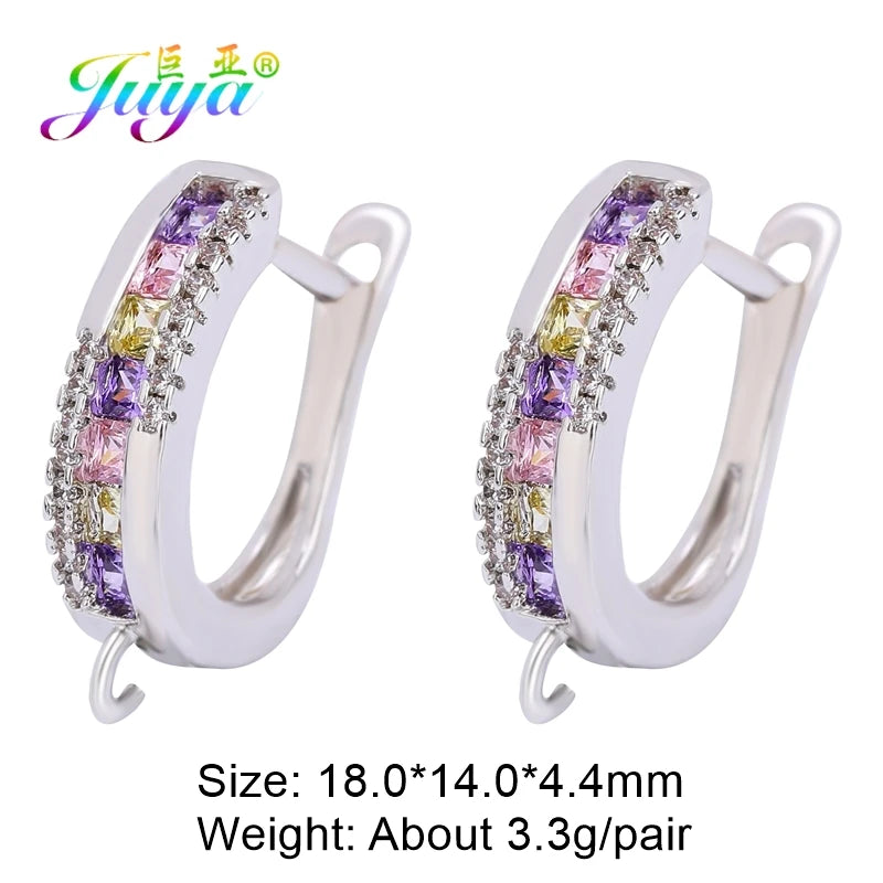 Juya 18K Gold Silver Plated Fastener Bales Fixture Earring Hook Locks For DIY Women Fashion Crystal Agate Charms Earrings Making