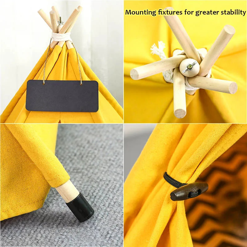 Pet Teepee Dog Cat Bed Tent with Thick Cushion Portable Puppy Houses for Cats Dogs Rabbits Up to 15kg/33lbs