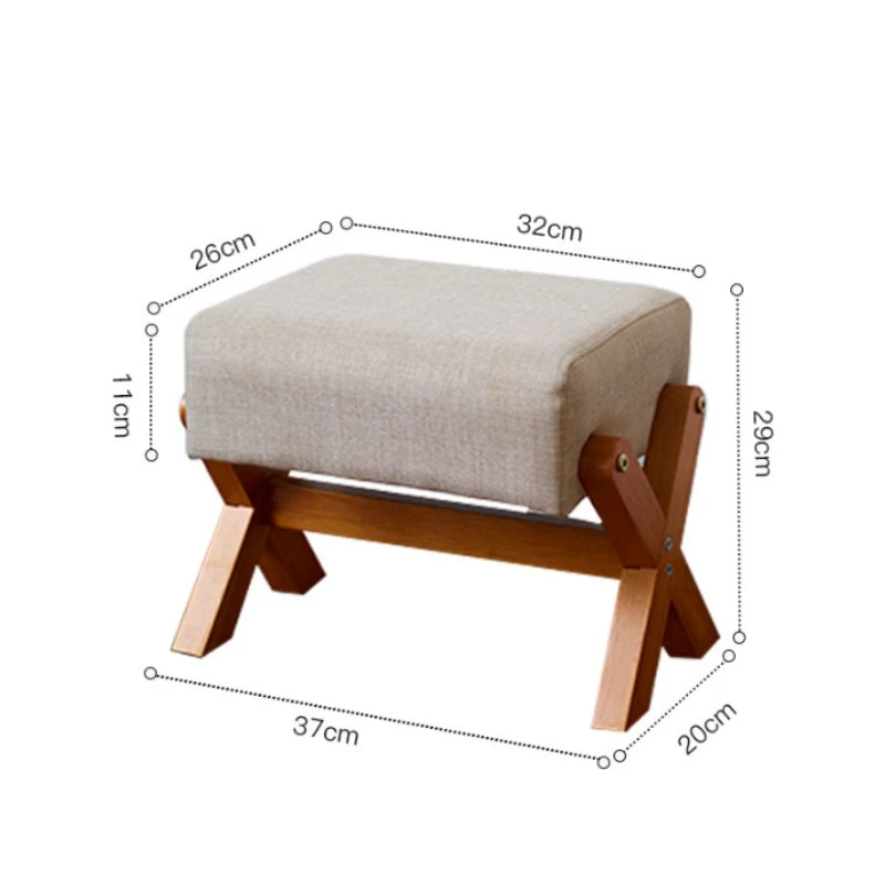 Solid Wood Sofa Stool Rubberwood Household Shoe Changing Stool Children's Living Room Seats Minimalist Style Quality Furniture