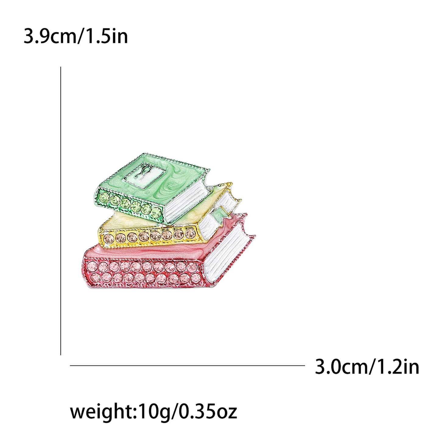 Rhinestone Three Books Brooches for Women Unisex Enamel Study Tool Pins Banquet Party Backpack Gifts Jewelry Accessories