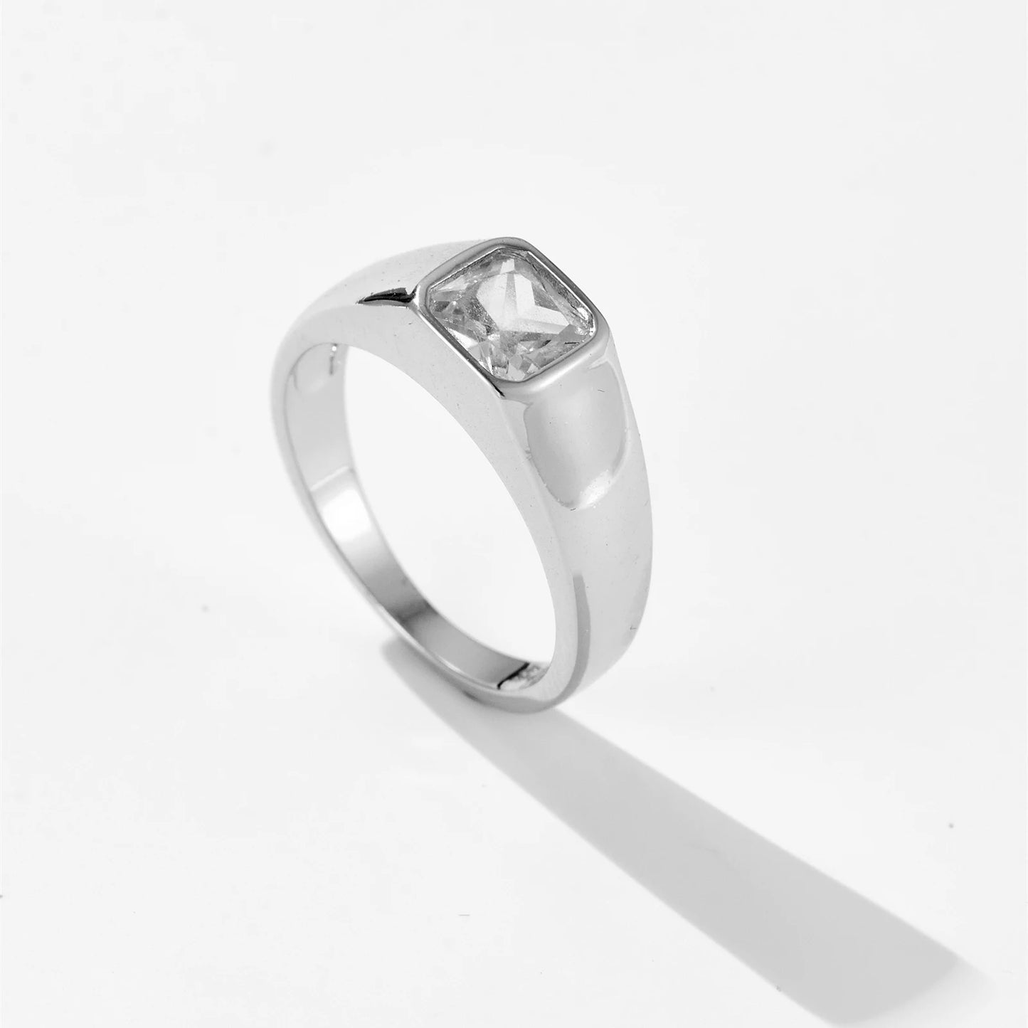 DPLAOPA 925 Sterling Silver Gold Thick Band Big CZ Zircon Size Ring Women Luxury Fine Jewelry 2023 Fine Jewelry Crystal