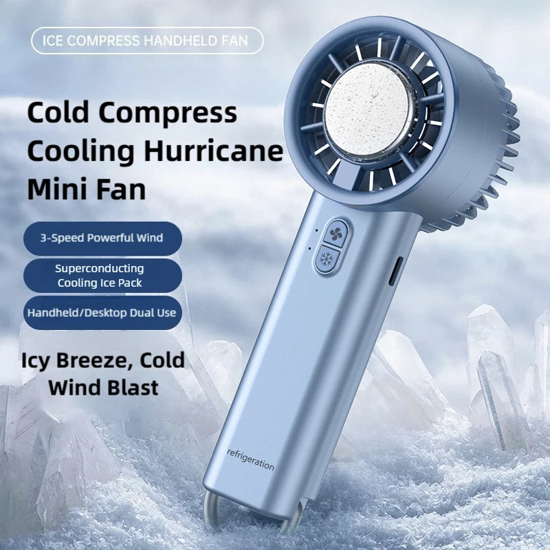 TINSOL Ice-cooling high-speed handheld fan 5200mAh portable mini fan, suitable for travel, camping, and outdoors
