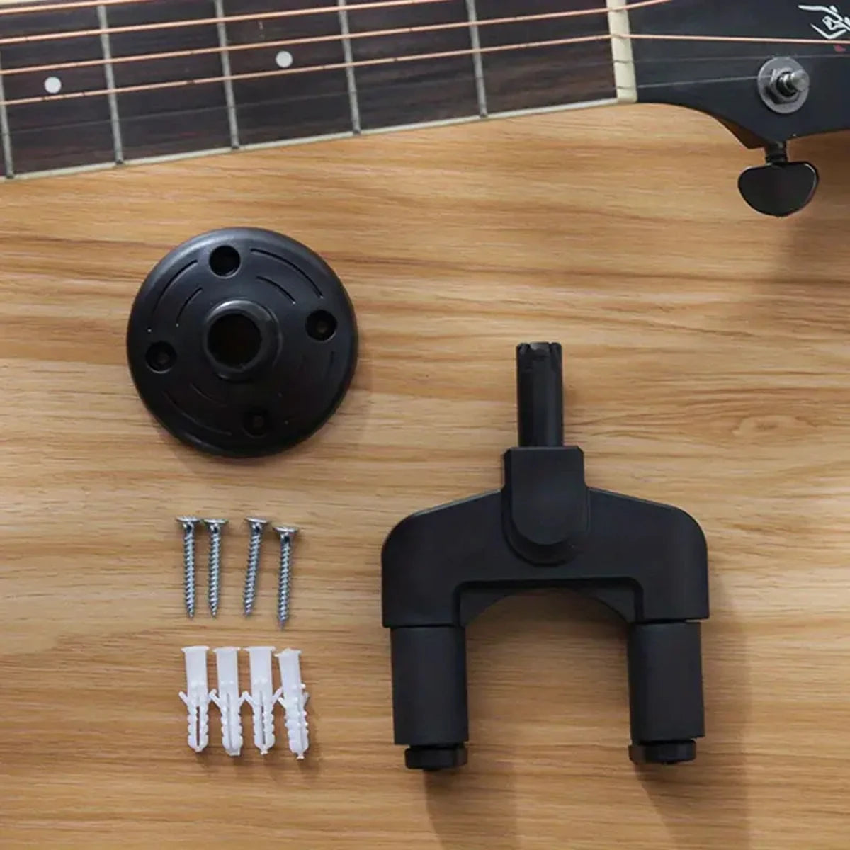 1 Wandgitarrenständer – für E-Gitarren, Konzertgitarren und Akustikgitarren | Robuste Konstruktion aus Kunststoff und Stahl