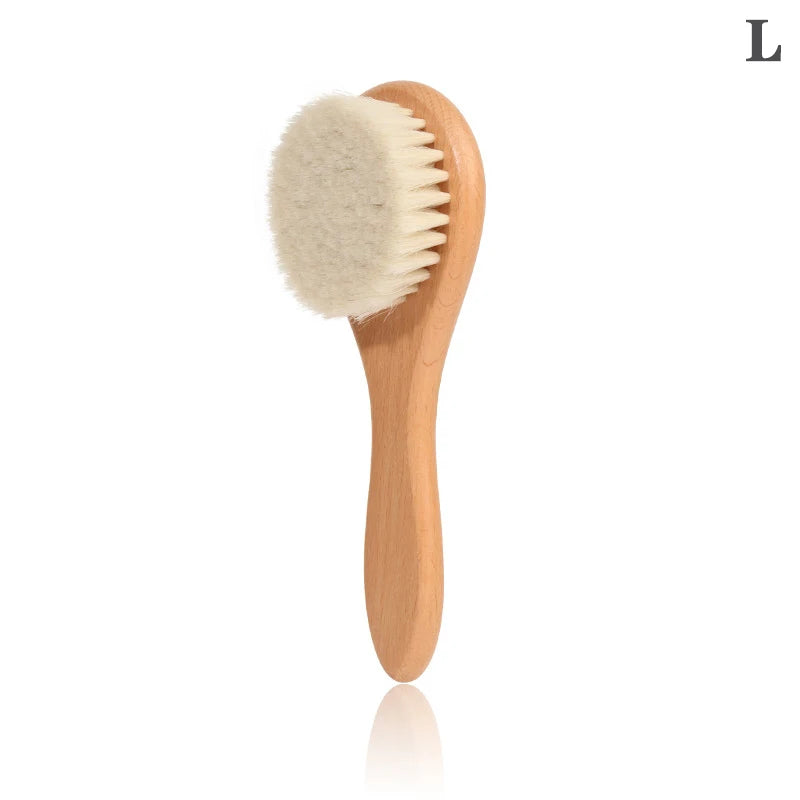 Baby Care Beech Wooden Handle Brush Newborn Infant Comb Head Massager for Baby Shower Pure Natural