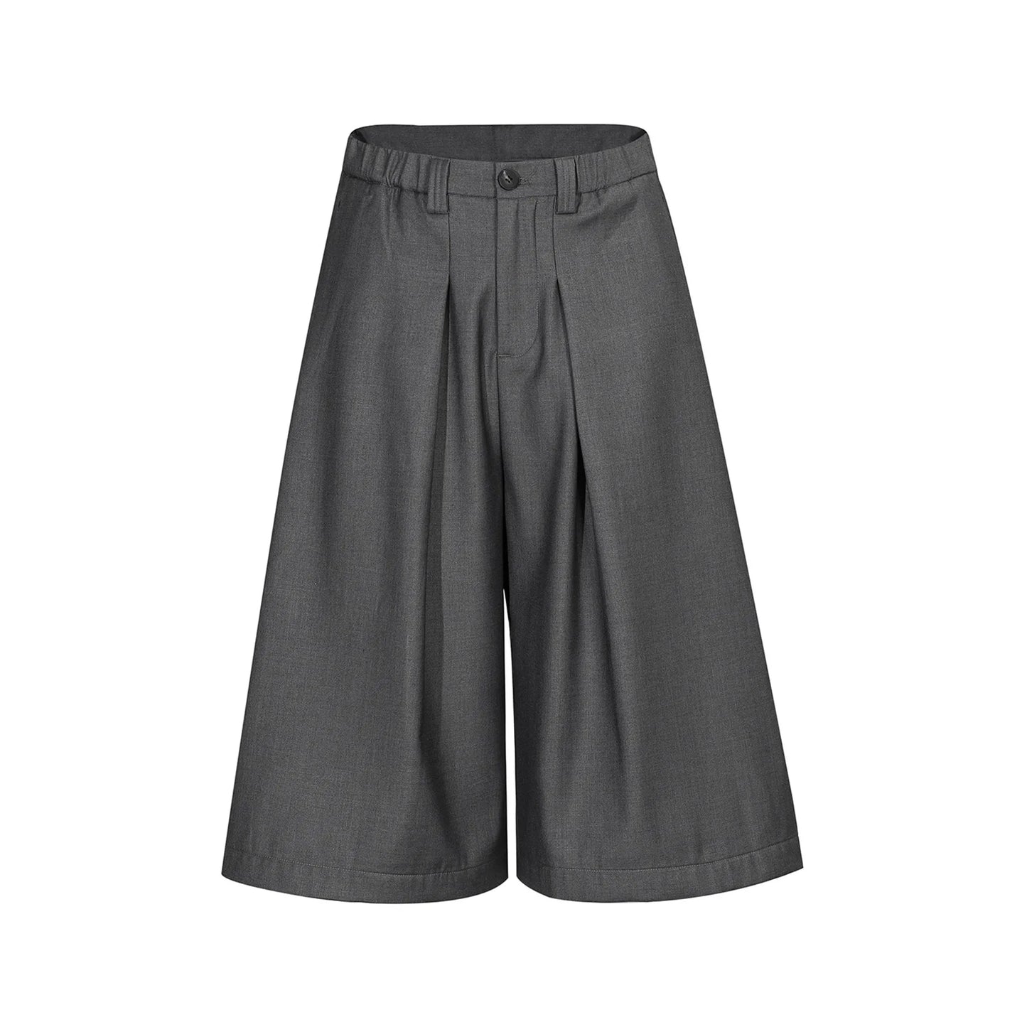 Mauroicardi Spring Summer Baggy Casual Black Grey Wide Leg Shorts for Men Elastic Waist Loose Calf-Length Pants Clothes 2025