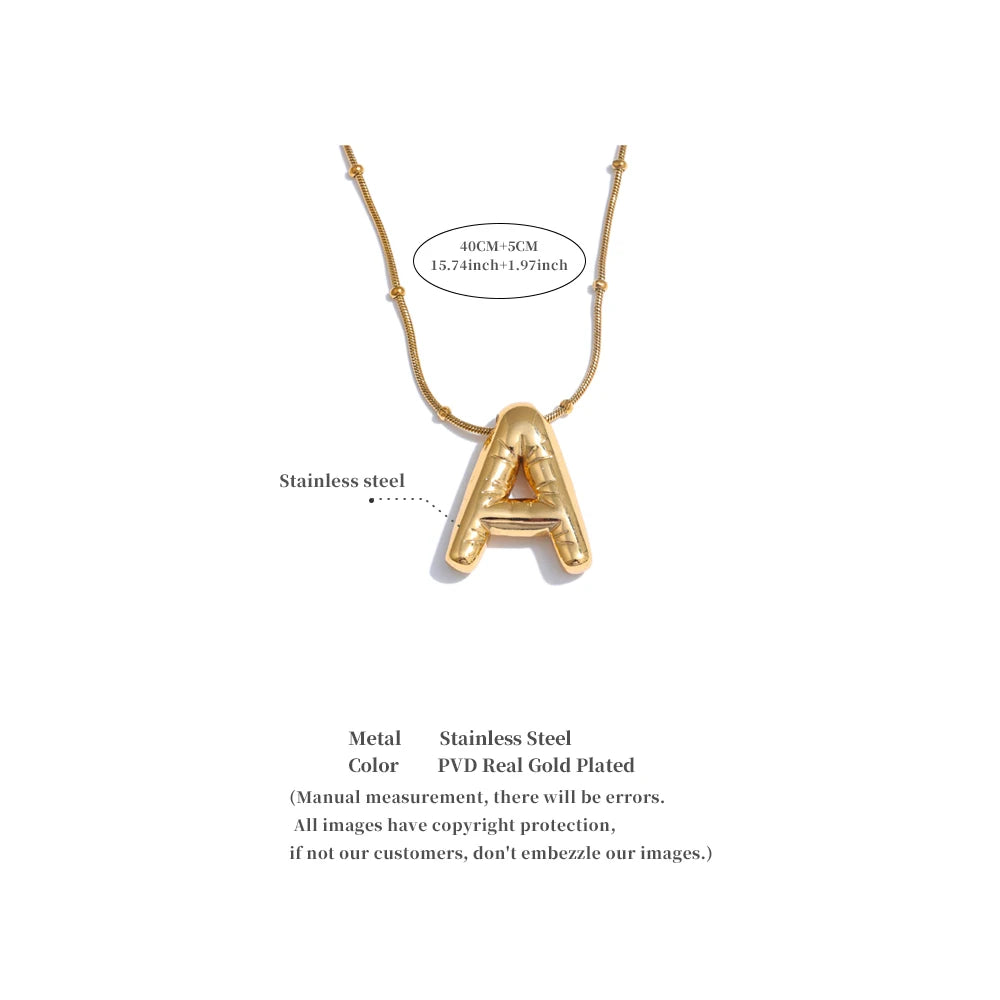 Collier pendentif Yhpup étanche avec 26 initiales de lettres anglaises, en acier inoxydable plaqué PVD 18 carats, de A à Z, vente en gros de bijoux.