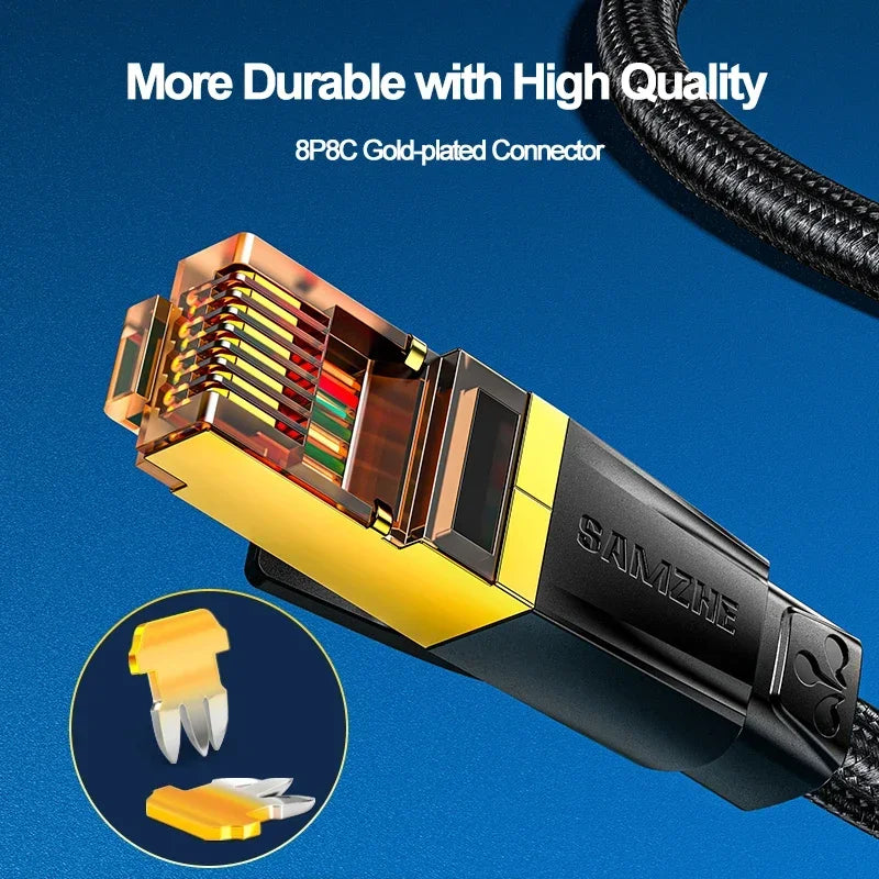 SAMZHE Cat7 10Gbps Ethernet Cable Cotton Braided Network Lan Cord for Modem Laptops PS5 4 Router 1m 5m 10m RJ45 Cable Ethernet