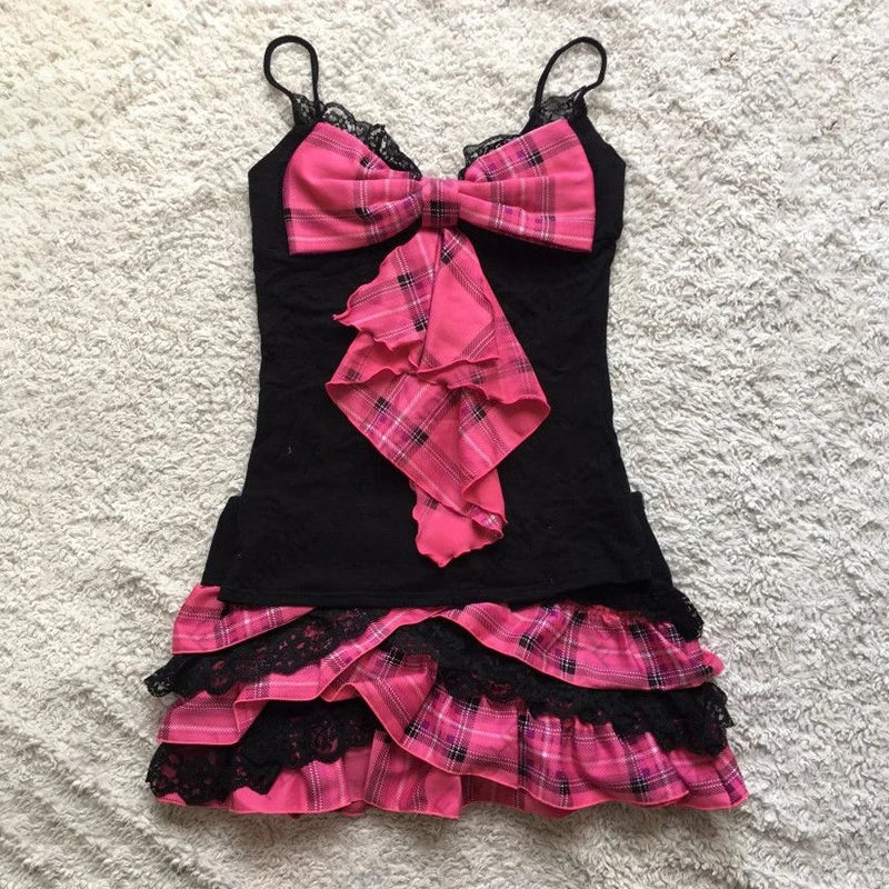 Sexy Punk Y2K Dress Aesthetics Graphic Print Unique Grunge Hip Hop Braces skirt Summer Cool Goth Streetwear A-line skirt Fashion