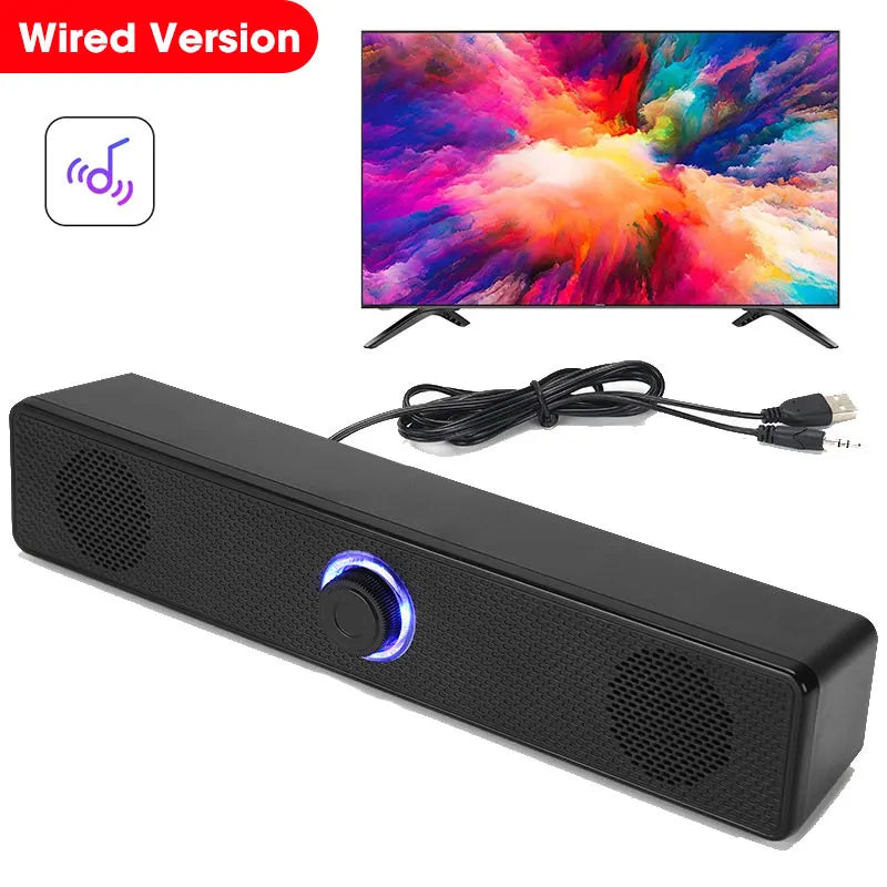 HOMEFISH BT5.0 Soundbar Speaker Wired Wireless Dual Mode 9D Surround Stereo Bass Anti-Interference for PC TV Phone Gaming