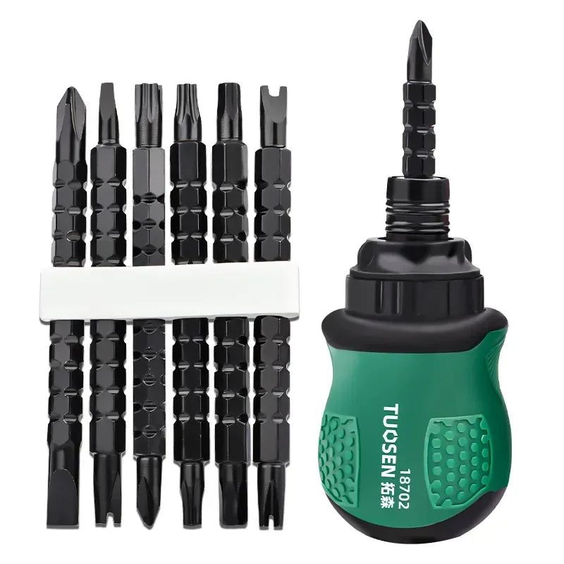 13 in 1 Ratchet Screwdriver Set Short Handle Cross Groove Drill Telescopic Dual Purpose Home Magnetic Repair Tools Kit