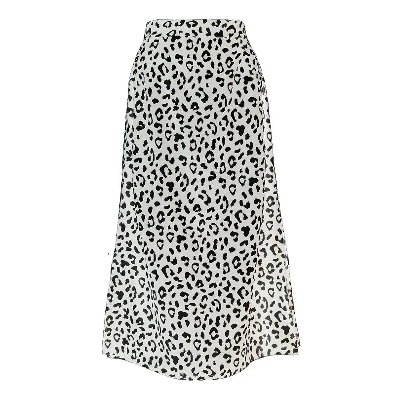 Summer women vintage elegant beach midi boho skirt 2024 Women Leopard print split sexy zip skirts womens Casual skirts female
