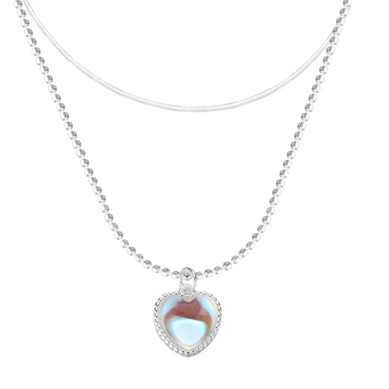 925 Sterling Silver Heart-Shaped Crystals Pendant Necklaces For Women Elegant Luxury Quality Jewelry Exquisite Accessories
