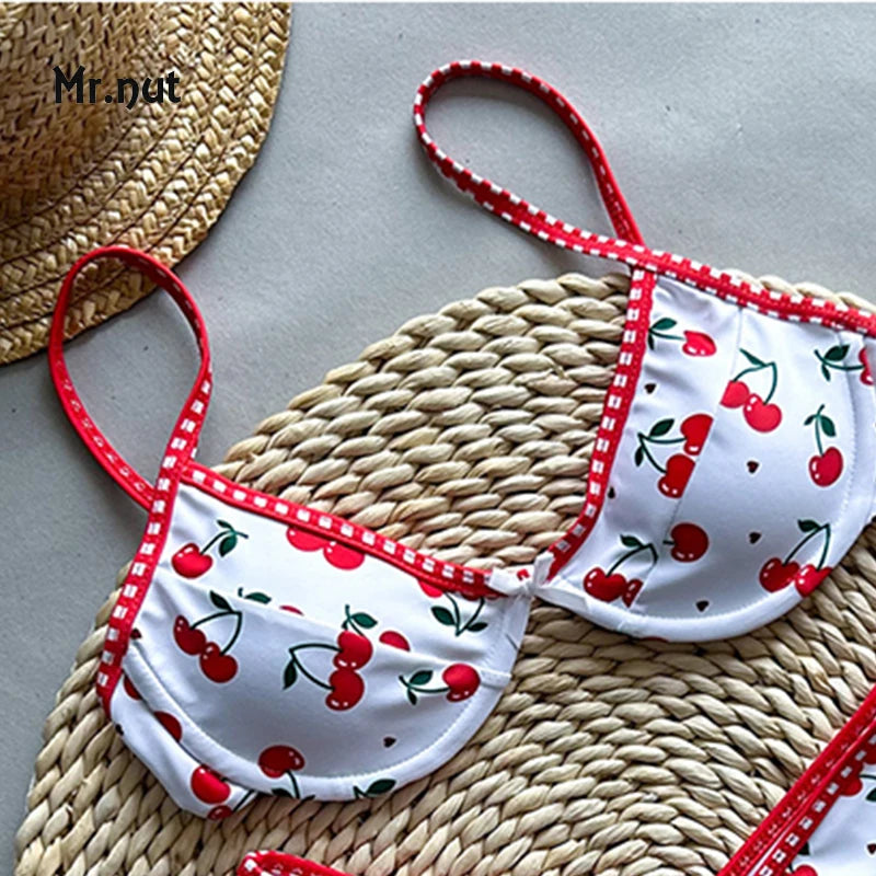 Mr. Nut New Bikini with European and American Printing Cross border Foreign Trade Sexy Split Women Swimsuit Swimsuit