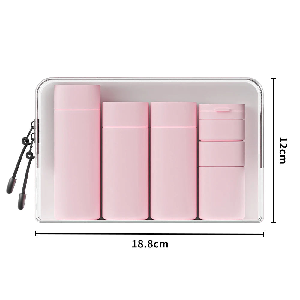 Travel Bottles Leak Proof 4 in 1 Containers for Toiletries Refillable Plastic Bottles with Lid Spray Lotion Shampoo