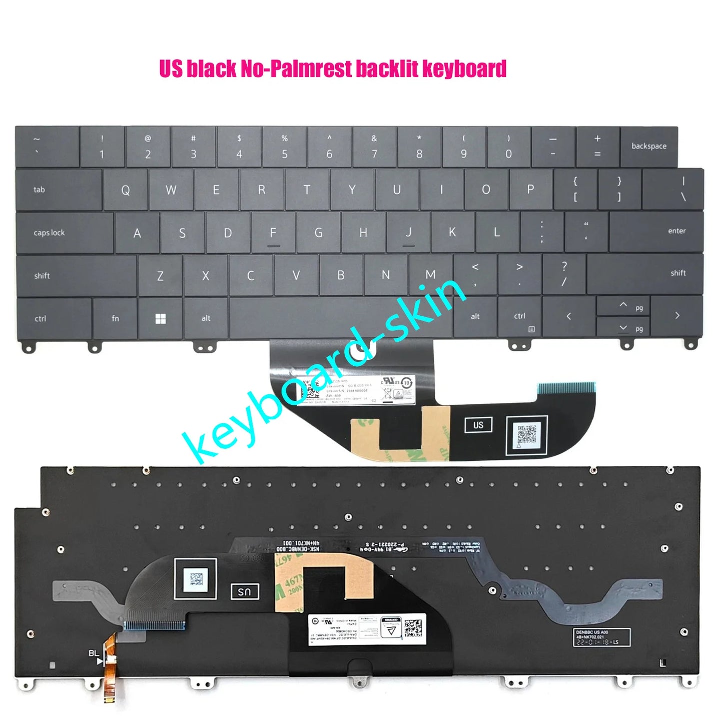 New US white /black backlit Keyboard For Dell XPS 13 9345 P189G,XPS 13 9320 9340 9350 P151G (2024-2025 Year) laptop