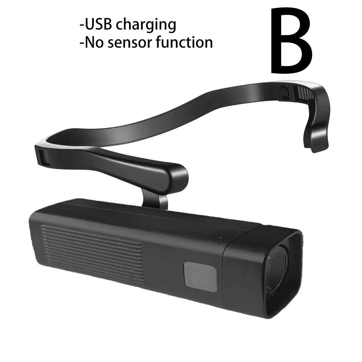 Side-mounted, ear-hook style headlamp with motion sensor; portable lightweight—ideal for outdoor night activities emergencies