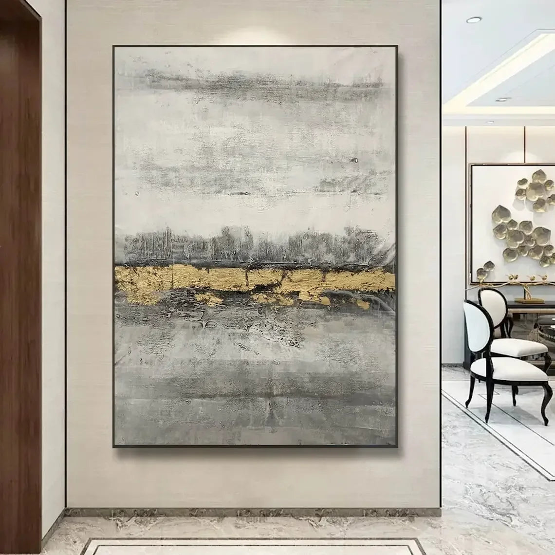 Abstract Texture Oil Painting On Canvas Minimalist Art Large Wall Art Gold Wall Decor Handmade Painting Living Room Decor Gif