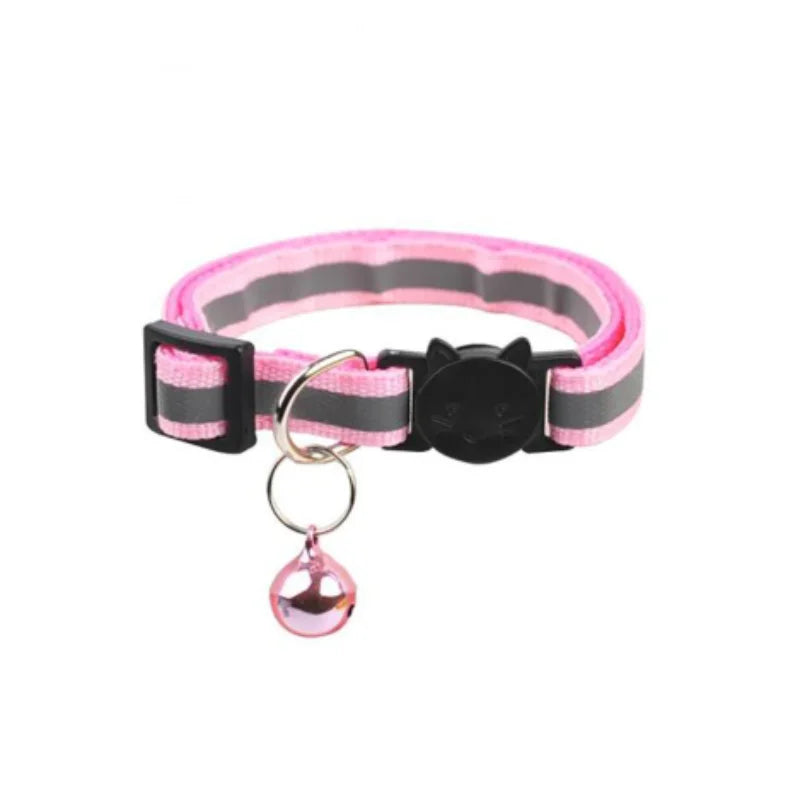 Adjustable Reflective Breakaway Cat Collar with Bell Safety Elastic Neck Ring Necklace Pet Supplies in Multiple Colors
