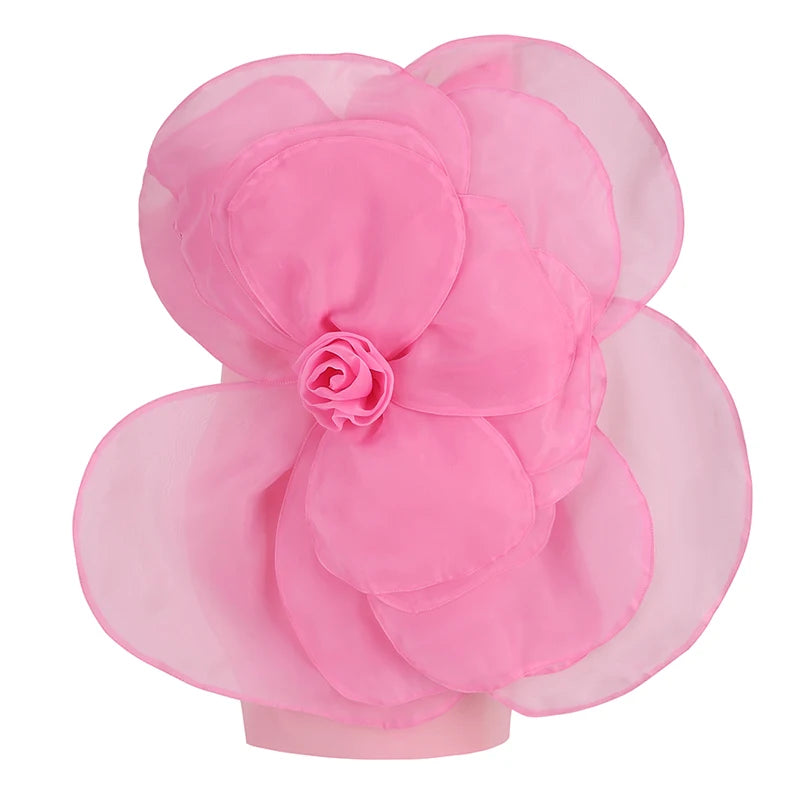 New Style Pink Sexy Oblique Shoulder Decorative Flower Mini Dress, Women's Fashion Off Shoulder Party Dress One Step Dress