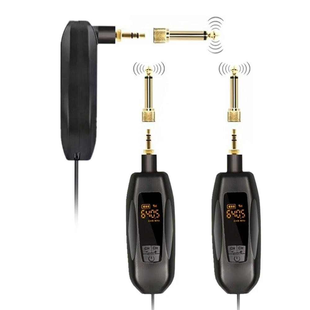 BOMGE Wireless Guitar Transmitter Receiver UHF Rechargeable Wireless Guitar System with 30 Channels for Bass Electric Instrument