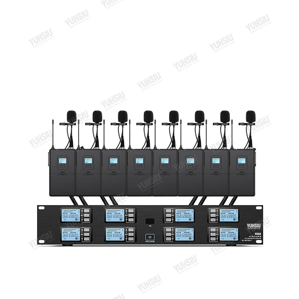 YUHSIU Professional UHF Wireless Microphone 8 channels Handheld lavalier Headset FM Mic For stage performance Band conference