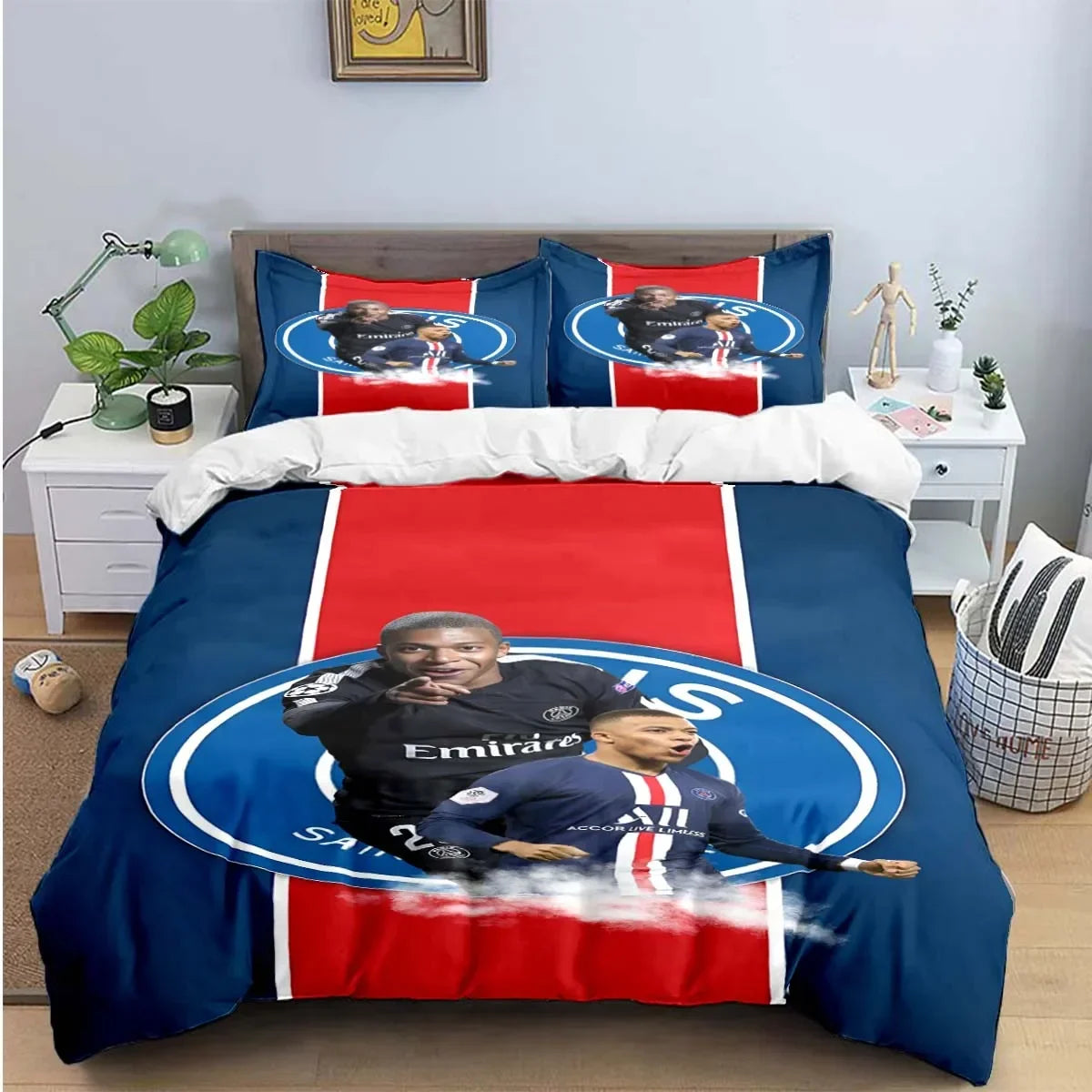 Fashion Football M-Mbappe Digital Printing Bedding Set Duvet Cover Comforter Bed Youth Kids Girl Boys Birthday Gift