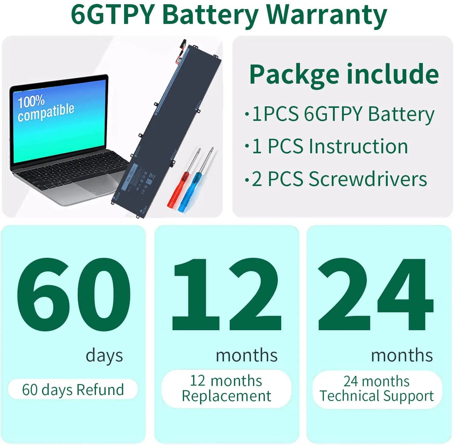 Damaite 97Wh 6GTPY Battery for Dell XPS 15-9560 15-9550 15-9570 15-7590 Precision 5520 5530 5540 5510 Vostro 7500 4GVGH 1P6KD