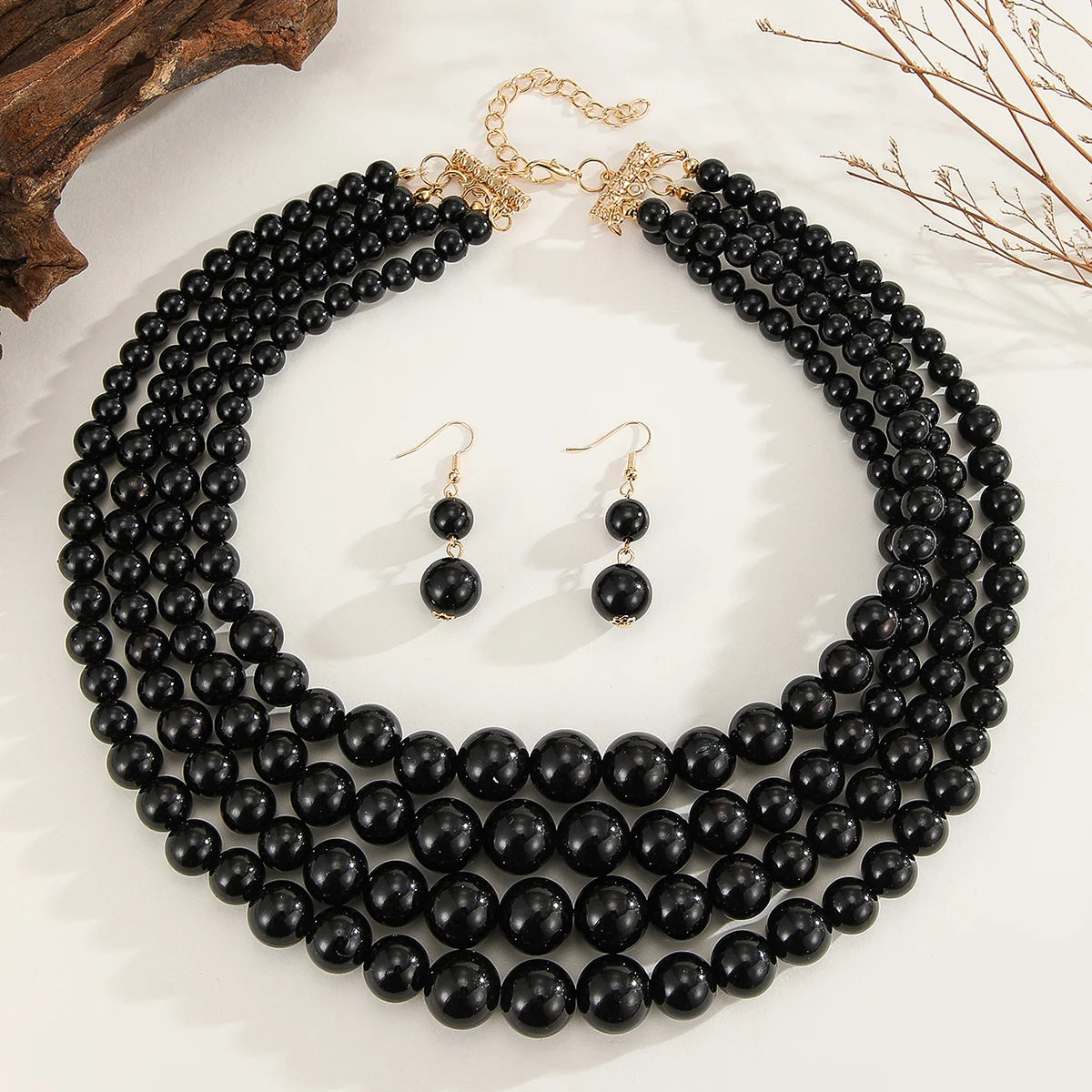 Wedding Jewelry Set Fashion Elegant Multi-layer Handmade Imitation Pearl Beaded Necklace And Earrings Women's Party Accessories
