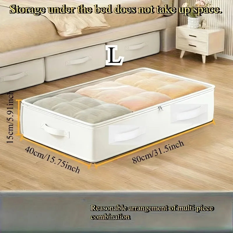 Under Bed Storage Bags with Flip Top, Foldable Non-Woven Organizer for Blankets, Quilts, - Space Saving Container for Dorm, Home