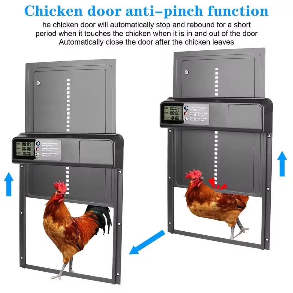 Safety Gate Anti-Pinch Function Small Pet Supplies LCD Display Automatic Chicken Coop Door Controlled Open Retractable Door