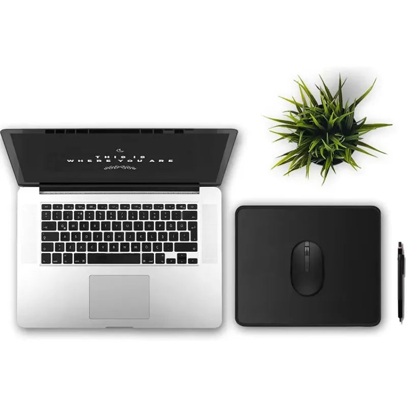 Solid black small mouse pad, desktop pad, computer accessory, rubber anti-slip office pad, suitable for office work and gaming,
