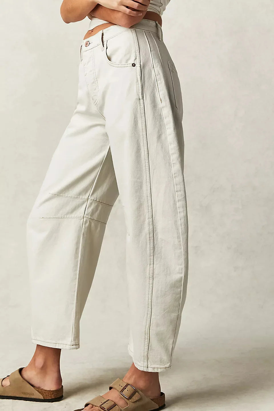 Washed Jeans Women Wide Leg Pants Denim High Waist Vintage Pockets Solid Basics Loose Fit Ankle Length Trousers 2024 Casual