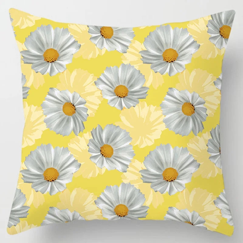 Modern Simple Yellow Flower Pillowcase Home Sofa Lumbar Cushion Pillow