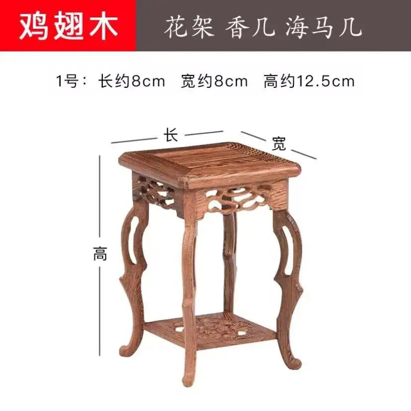 Stool Shape Wooden Pedestal Crafts Vase Flower Pot Bonsai Decorative Shelves Figurines Incense Display Stand Fish Tank Wood Base
